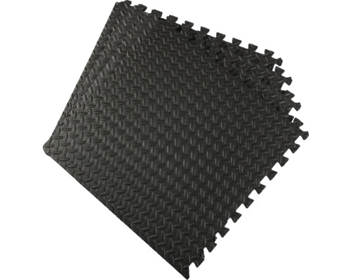 Schwarze, rechteckige, ineinandergreifende Bodenmatte aus Schaumstoff