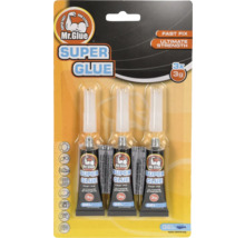 Mr. Glue Super Glue, 3 tubes de 3 grammes, réparation rapide, résistance ultime