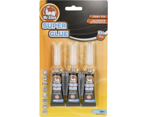 Mr. Glue Super Glue, 3 tubes de 3 grammes, réparation rapide, résistance ultime