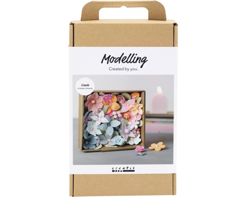 Kreativ Set Modellieren, Blumen, Pastellfarben Modellierset zum Gestalten eines Blumenkunstwerks in einer Verpackung