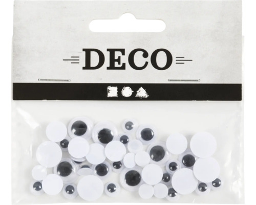 Wackelaugen Ø 6+8+10 mm, zum Aufkleben, 40 Stück Packung mit Bastelaugen