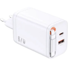 Chargeur USB blanc de 67 watts avec ports USB-C et USB-A