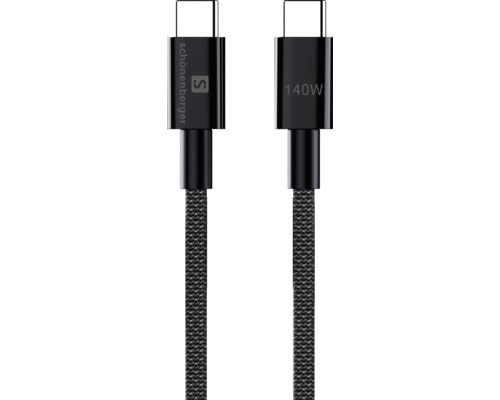 Schwarzes USB Typ C Ladekabel mit 140 Watt Leistung
