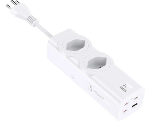 Multiprise avec deux prises et ports USB