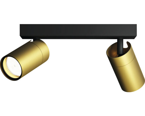 Spot de plafond/mural Idris 2 x GU10 5 W noir/or Plafonnier avec deux spots