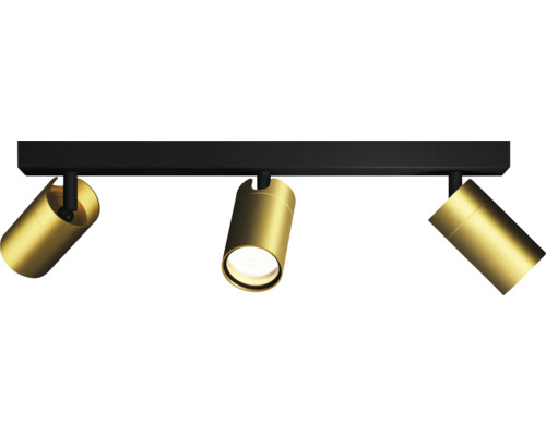 Rangée de spots Idris 3 x GU10 5 W noir/or Plafonnier avec trois spots
