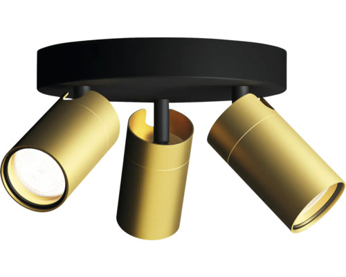 Spot de plafond Idris 3 x GU10 5 W noir/or Plafonnier avec trois spots dorés