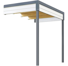 Auvent avec lames en bois et cadre en métal