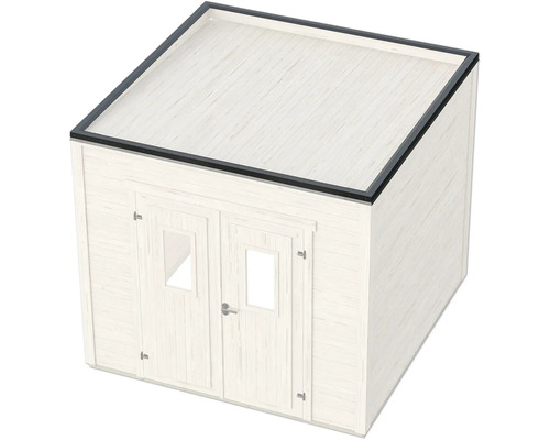 Abri de jardin en bois avec toit plat et double porte