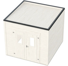 Abri de jardin en bois avec double porte et toit plat