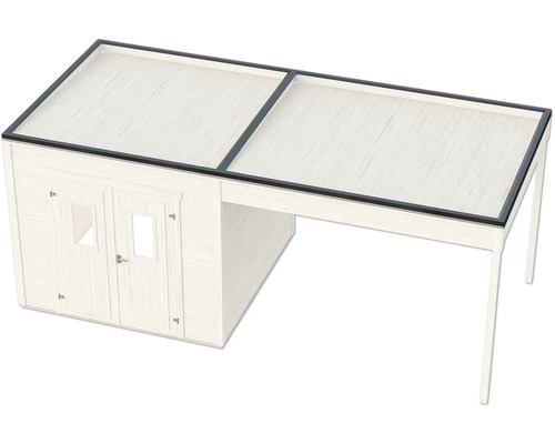 Abri de jardin avec extension et toit plat