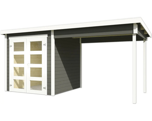 Abri de jardin avec porte double et annexe