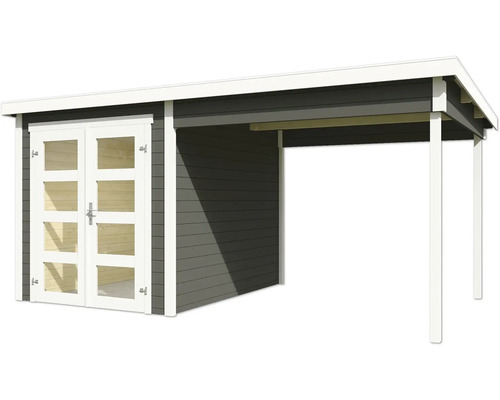 Abri de jardin en bois avec double porte et annexe