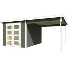 Abri de jardin avec double porte et abri latéral