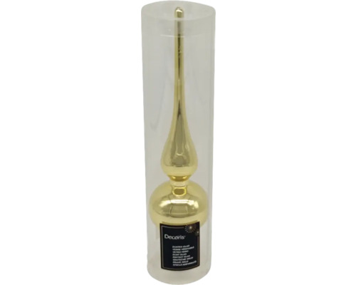 Goldener Baumspitz aus Glas in Verpackung