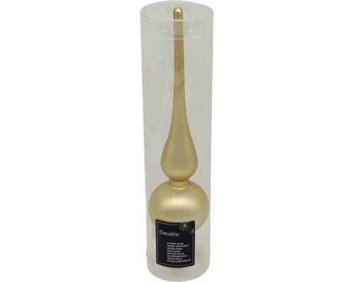 Goldener Christbaumspitz aus Glas in transparenter Verpackung