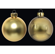 Deux boules de Noël dorées pour la décoration du sapin de Noël