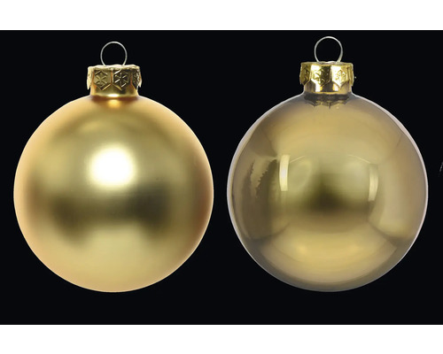 Deux boules de Noël dorées pour la décoration du sapin de Noël