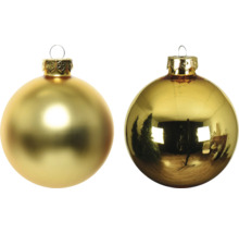 Deux boules de Noël dorées à suspendre