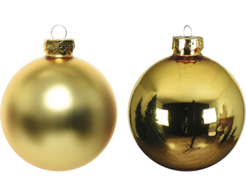 Deux boules de Noël dorées à suspendre