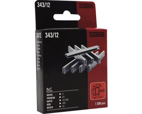 J.C. Schwarz Heftklammern 343/12, 1200 Stück