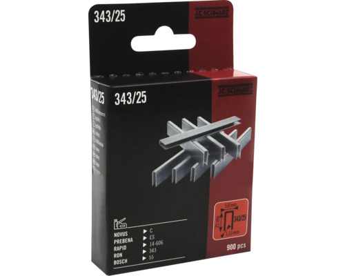 JC Schwarz Heftklammern 343/25, 900 Stück