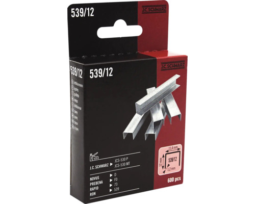 J C Schwarz Heftklammern 539/12, 600 Stück