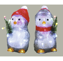 Zwei Pinguinfiguren mit LED-Beleuchtung und Weihnachtsbaum