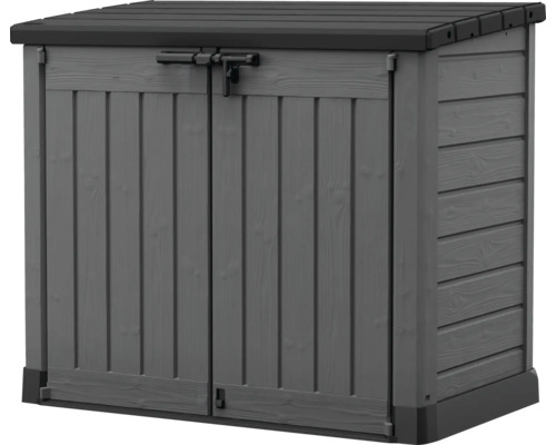 Cache-poubelle Keter Store-it-out 145,5 x 82 x 125 cm gris Coffre de rangement gris avec portes verrouillables pour l'extérieur