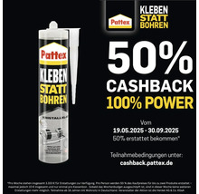 Pattex Kleben statt Bohren, kristallklar, mit 50 Prozent Cashback Aktion