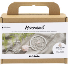 Makramee Mini-Bastelset mit Rosenquarz und Videoanleitung in Kartonverpackung