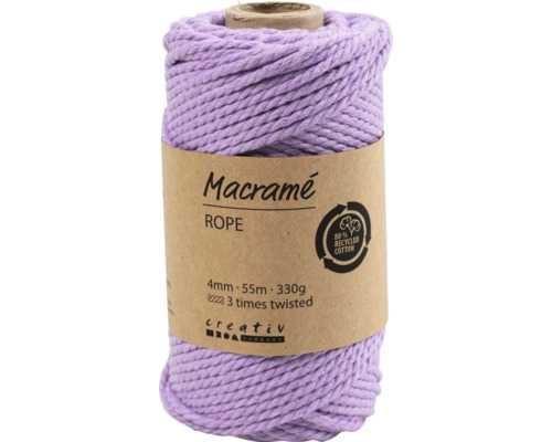 Makramee Seil 4 Millimeter, 55 Meter, 330 Gramm aus 80 Prozent recycelter Baumwolle