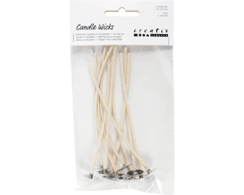 Kerzendochte für Kerzen in Behältern, 10 Stück