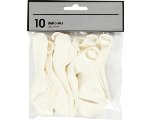 Ballons, weiss, Ø 23 cm, 10 Stk. Packung mit zehn Ballons, Durchmesser 23 Zentimeter