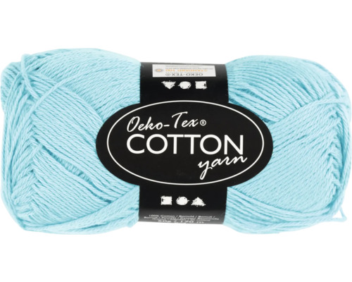Fil de coton 50 g, n° 8/4, 170 m, turquoise Fil de coton bleu clair avec le label Oeko-Tex