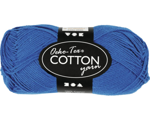 Fil de coton 50 g, n° 8/4, 170 m, bleu cobalt Fil de coton bleu avec label Öko-Tex