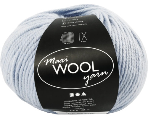 Woll-Knäuel 100 g, 125 m, staubblau Knäuel Maxi Wolle, 55 % Wolle, 45 % Acryl