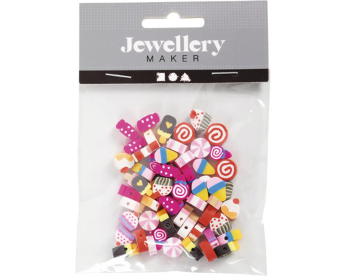 Perles à motif douceurs, Ø 10 mm, 60 pièces Fabricant de bijoux, perles de bonbons dans un emballage