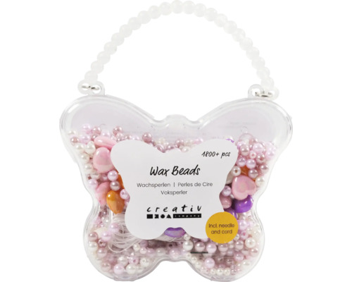 Wachsperlen, pastell, 127 g, ca. 1'800 Stück Schachtel Wachsperlen von Creativ Company mit Nadel und Faden