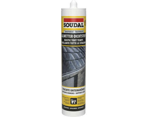 Soudal Allwetterdicht Dichtstoff transparent 300 ml Soudal Allwetter Dichtstoff, transparent, für feuchte Untergründe