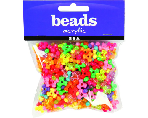 Kunststoffperlen-Mix, Ø 10 mm, ca. 200 Stück Packung Acrylperlen in verschiedenen Formen