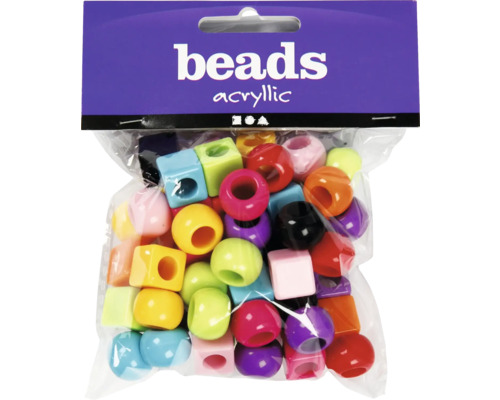 Kunststoffperlen sortiert, Ø 11 mm, ca. 60 Stück Packung Acrylperlen in verschiedenen Formen