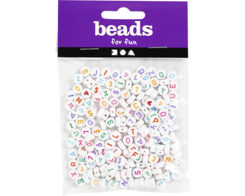 Packung mit Buchstabenperlen zum Basteln