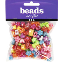 Acrylperlen in verschiedenen Formen in einer Verpackung