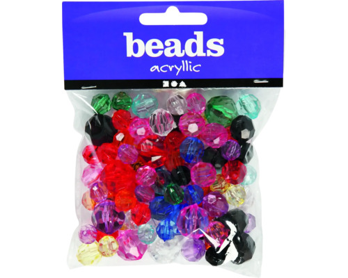 Facettenperlen sortiert, 75 g, 100 Stück Packung Acrylperlen zum Basteln