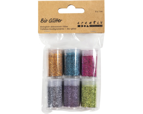Bio Sparkles sortiert 6x7 ml Biologischer Glitzer in sechs verschiedenen Farben im Set