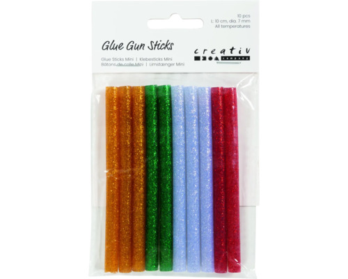 Klebesticks Mini Glitter, 10 Stück Packung Klebestifte Mini, 10 Zentimeter lang, 7 Millimeter Durchmesser, für alle Temperaturen