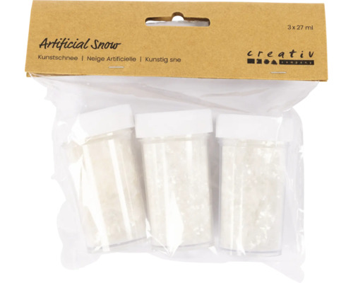 Kunstschnee weiss mit Glitter 3x27 ml Packung mit drei Behältern Kunstschnee