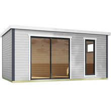 Abri de jardin moderne avec porte coulissante et fenêtre