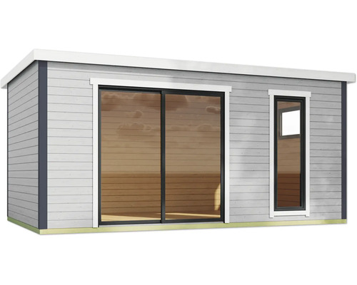 Abri de jardin moderne avec porte coulissante et fenêtre